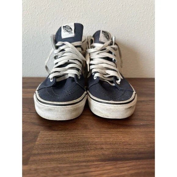 Vans High Top Sneakers Women's Size 10 Men's Size 8.5 Navy Shoes - Picture 2 of 10